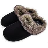 ofoot Womens Winter Warm Comfortable Moccasins Faux Fur Suede Slip On Slippers Mules Furry House Shoes