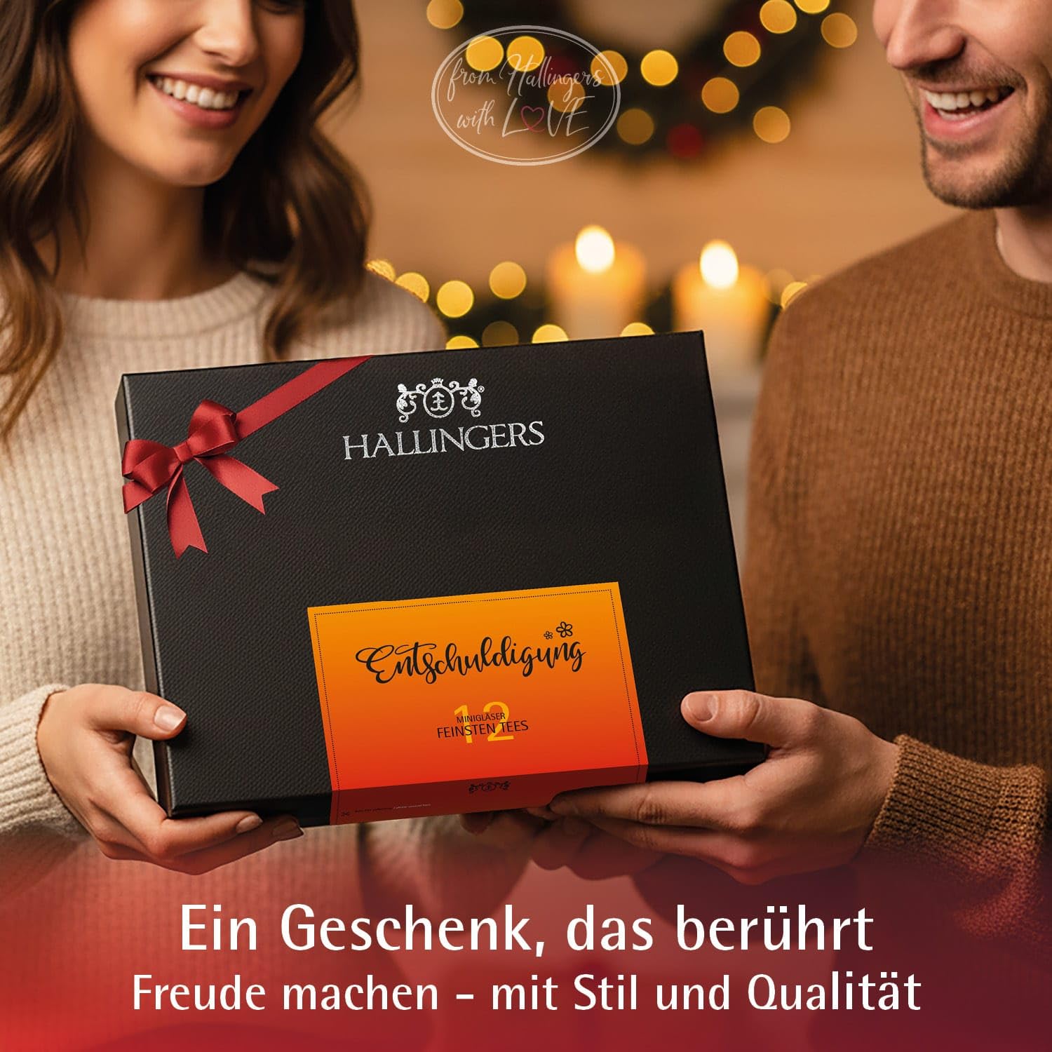 Hallingers Genuss Manufaktur Tee Geschenk-Set - 12 Sorten premium loser Tee Probierset in edler Geschenkbox mit Rezept-Booklet "Entschuldigung", Geschenkidee für Frauen Männer 5