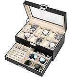 Voova Jewelry Box Organizer for Men Women, 2 Layer