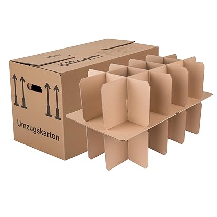 BB-Verpackungen Gläserkartons, 5 Stück, mit 15 Fächern Flaschenkartons für Umzug Verpackung Umzugskartons