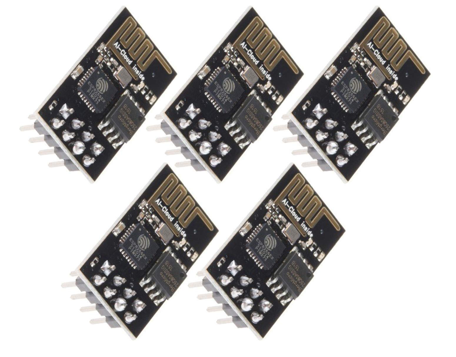 TECNOIOT 5PCS Upgraded Version ESP8266 ESP-01S WiFi Serial Wireless Transceiver Module