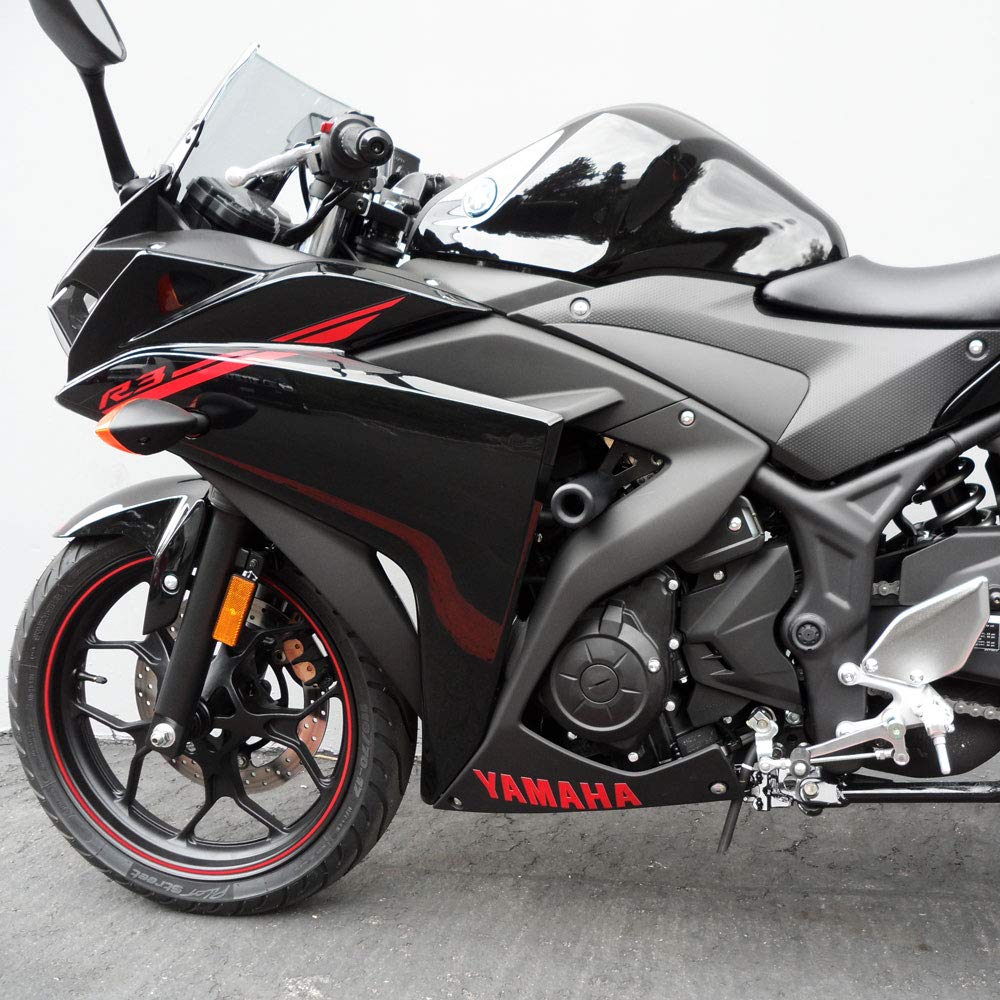 Shogun Yamaha 2015 2016 2017 2018 YZF-R3 YZF R3 Black No Cut Frame Sliders Also Fits ABS & NON ABS Models - 750-6129 - MADE IN THE USA