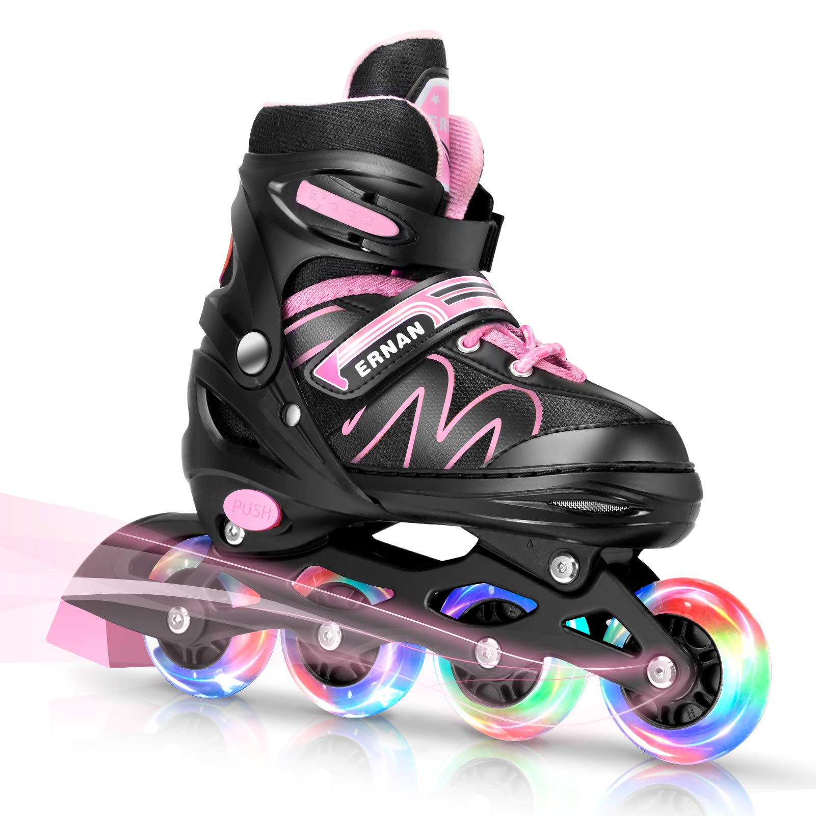 ERNAN Inline Roller Skates,Adjustable Inline Skate for Kids and Adults with Full Light Up Wheels,Outdoor Roller Blades for Boys and Girls, Men and Women