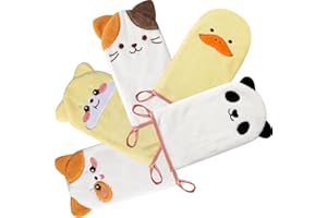 PHOGARY 5-Pack Microfiber Body Wash Mitts, 4.5×9 inch Super Absorbent & Soft Face Washcloths Gloves in Cute Animal Style - Gentle Scrub for Baby, Toddler, and Kids Bath and Shower