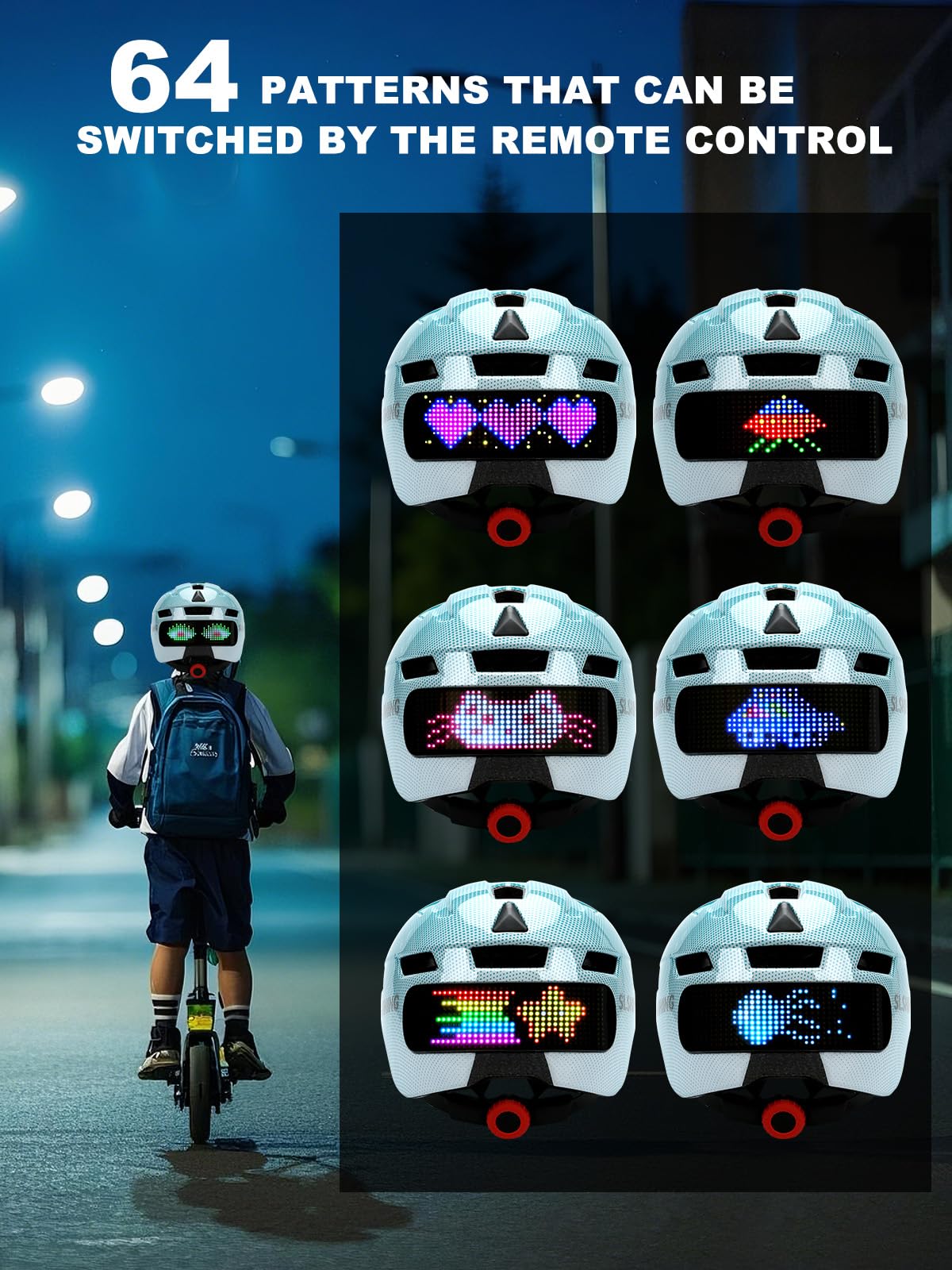 Kids Bike Helmet for Boys Girls 5-8 8-14, Boys Bicycle Helmets with LED Turnning/Stop Signals, Girl Cycling Helmet for Kids, Lightweight, Adjustable Size Ebike Helmets, Birthday Gifts for Girls Boys