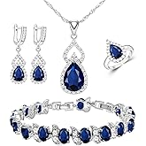 LMXXVJ Women Jewelry Set Platinum Plated Necklace Open Ring Earrings Bracelet Set,Birthday/Anniversary Mother’s Day Jewelry Gifts for Mom/Wife/Sister/Best Friend