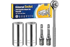 MUYDZ Super Universal Socket Wrench Tools Grip Multi Function Ratchet Wrench Power Drill Bit Adapter 1/4"-3/4" (7mm-19mm) 5Pc Set Professional Repair Tools Gifts for Dad Men Christmas Fathers Gift