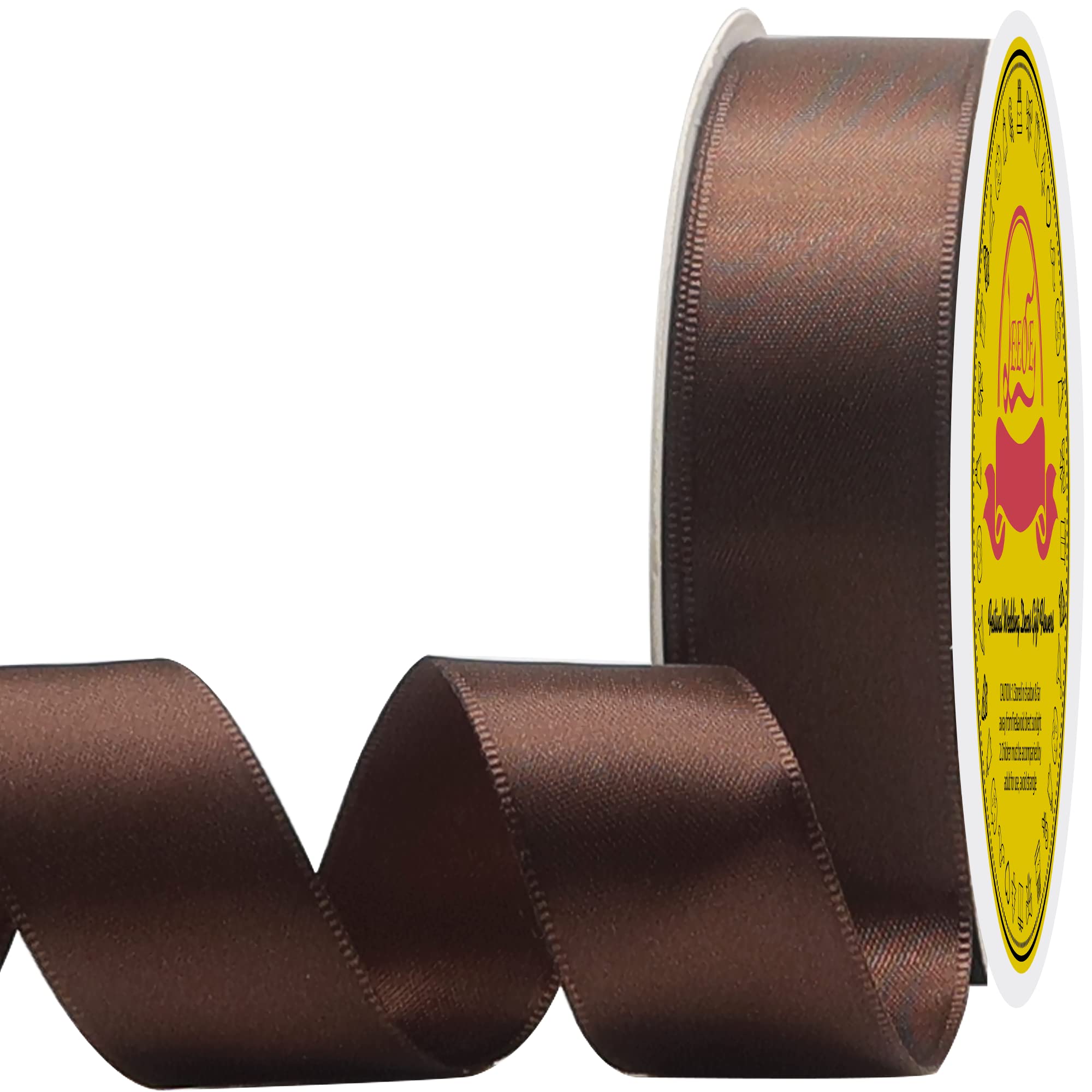 Photo 1 of LEEQE Double Face Brown Satin Ribbon 1 inch X 25 Yards Polyester Brown Ribbon for Gift Wrapping Very Suitable for Weddings Party Invitation Decorations and More