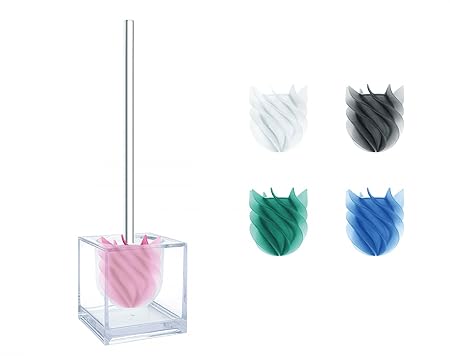 WATERCLOU innovative WC-Bürstengarnitur Silikon ohne Borsten - Stiel und Behälter Acryl transparent mit Sichtschutz pink