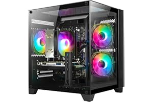 WIWB Gaming PC Desktop Computer - Ryzen 5 5500, Radeon RX 6500XT 4GB, 16GB DDR4 RAM, 1TB NVME SSD, Prebuilt Tower Computer (Black)