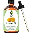 SVA Lemon Essential Oil – 4 Fl Oz – 100% Natural Lemon Oil - for Diffuser, Hair Care, Face, Skin Care, Aromatherapy, Scalp and Body Massage, Soap and Candle Making – with Dropper