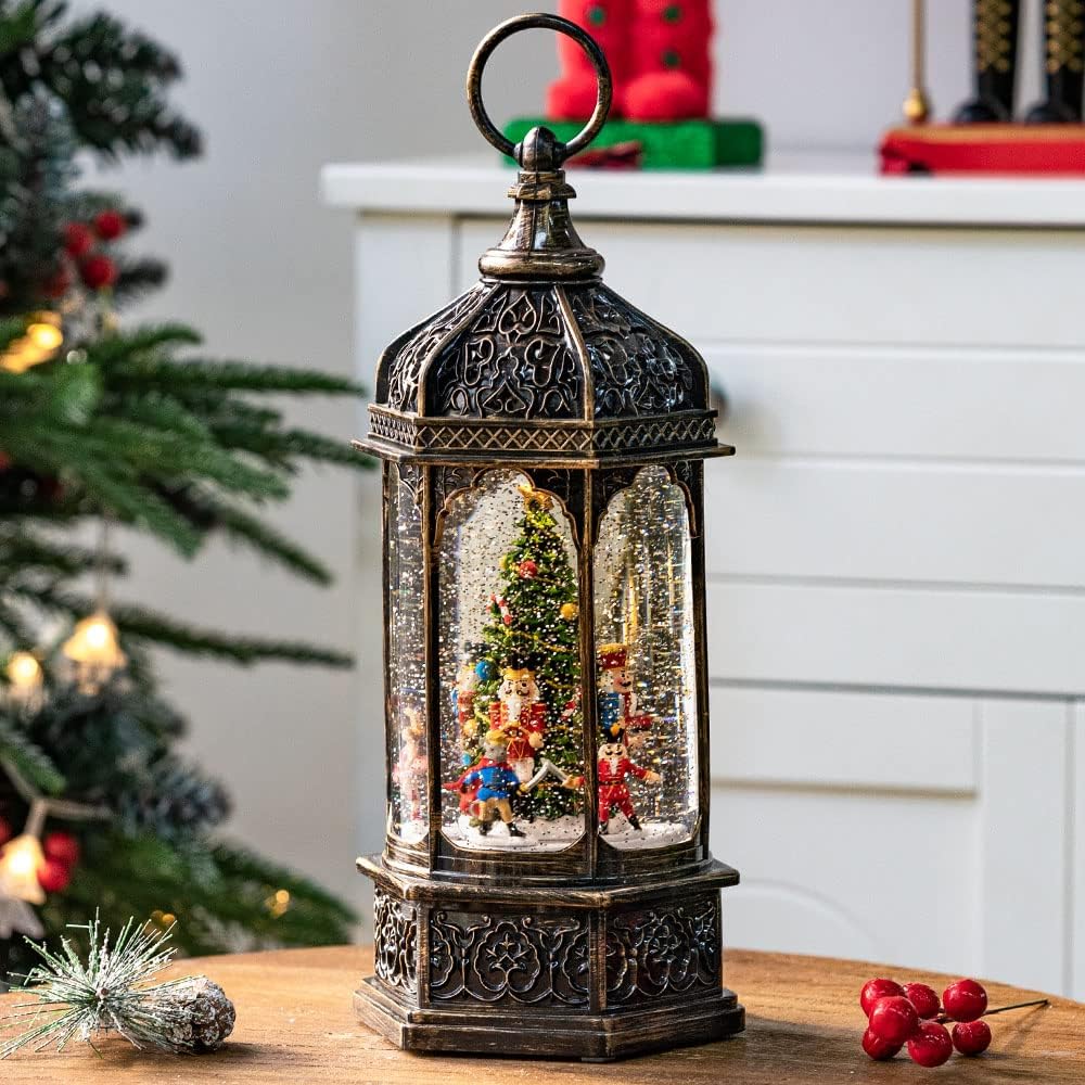 Snow Globes - TIJNN Christmas Snow Globes 11 inches, Dancing Princess, Nutcracker and Mouse King Duel, Will Rotate Around The Christmas Tree, Holiday Decorations Gifts for Family, Children or Friends