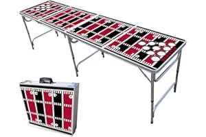 PARTYPONG 8-Foot Folding Portable Pong Table w/Optional Cup Holes & LED Lights - Atlanta Football Field (Choose Your Model)