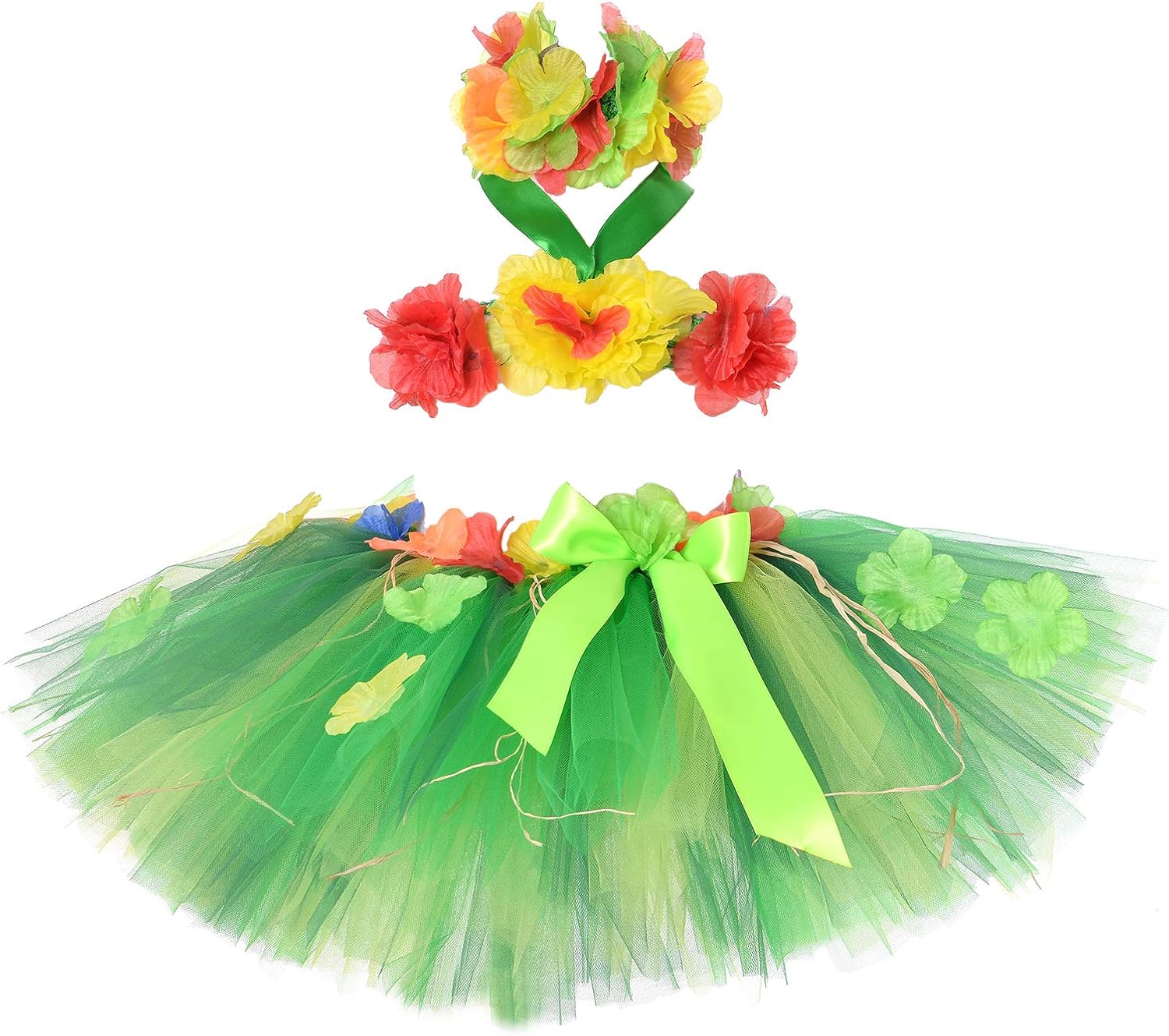 Tutu Dreams 3pcs Hawaiian Hula Luau Tutu Set (2 Sizes Girls,Baby) Birthday Beach