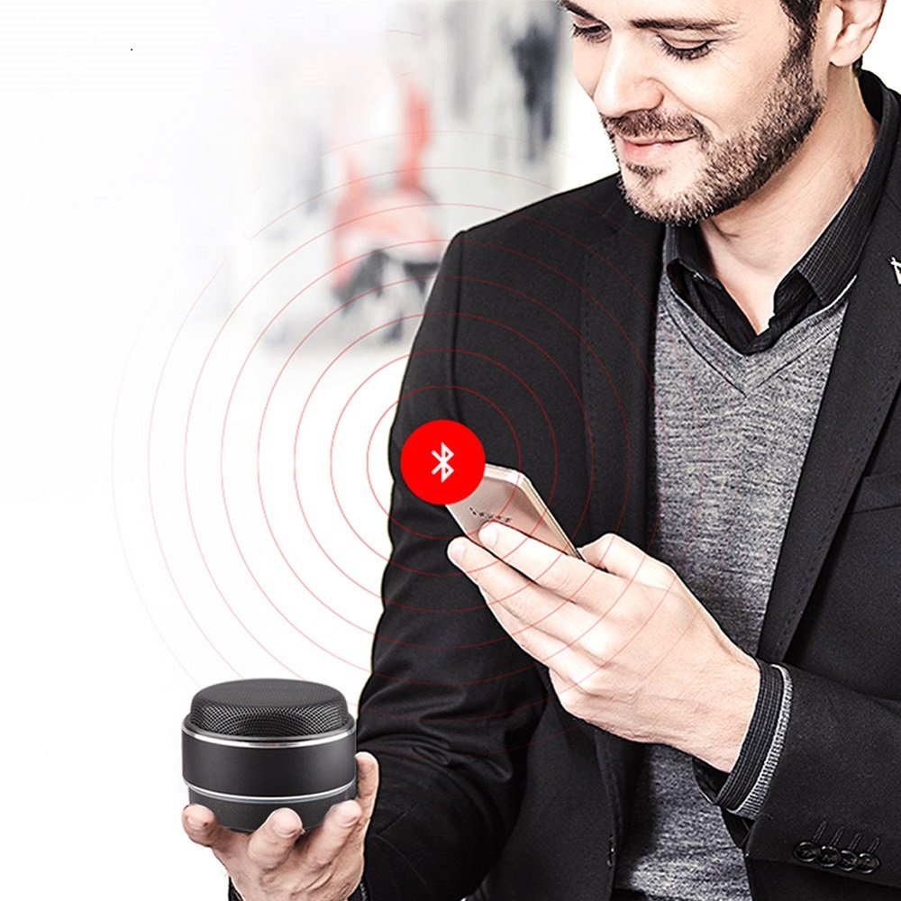 Portable Bluetooth Speaker,Hcman Mini Wireless Stereo Speakers with Hands Free Phone Calling Mic,Micro SD TF Slot,for iPhone,iPad,Samsung,etc (Black)