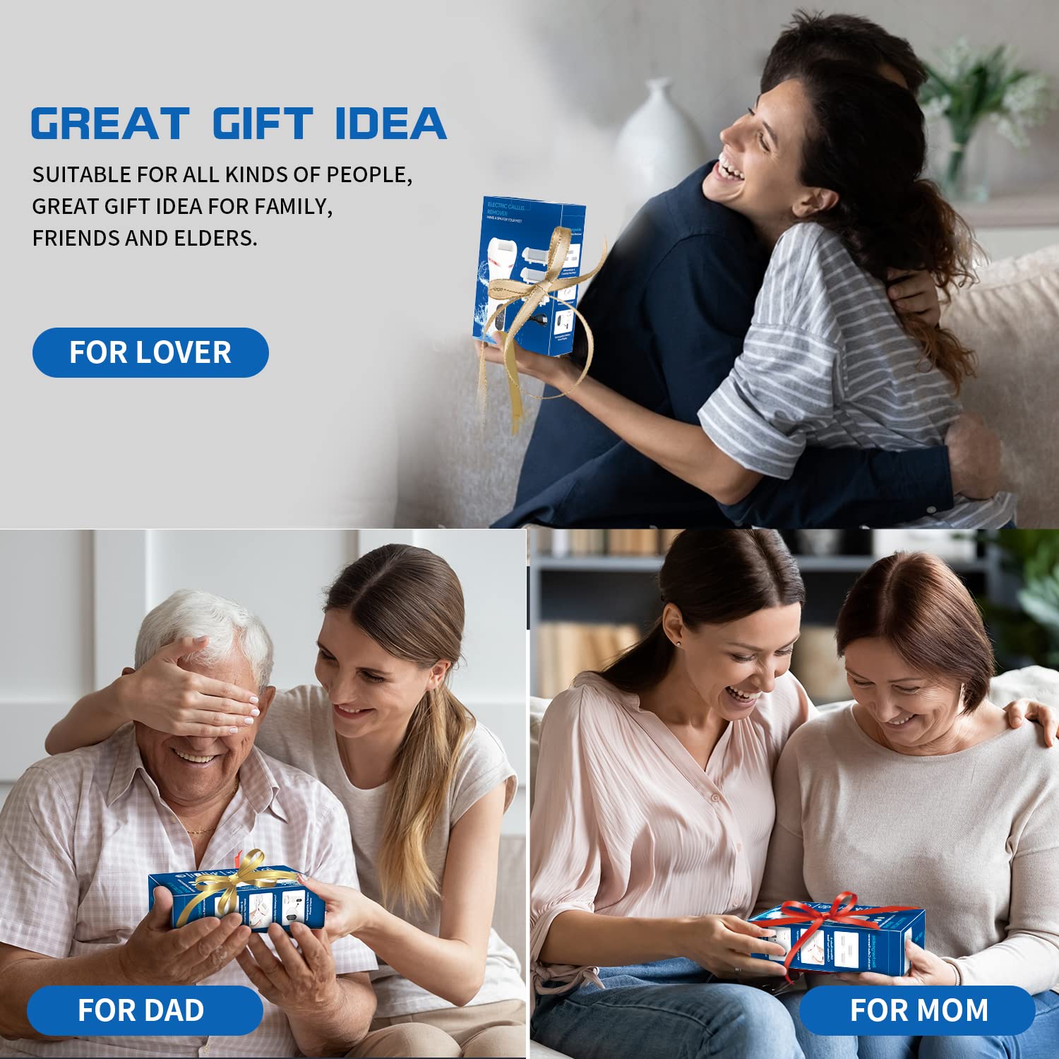 Electric Foot Callus Remover, Rechargeable Portable Electronic Foot File Pedicure Kits, Waterproof Foot Scrubber File, Professional Pedicure Tools, Foot Care for Dead Skin Ideal Gift, 3 Rollers - Image 7