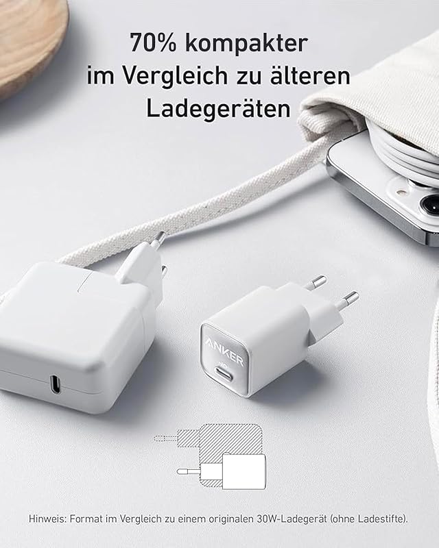 30W USB C Ladegerät, GaN 511 Nano 3, PIQ 3.0 PPS Schnellladegerät