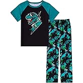 Funnycokid Boys Pajamas Set 2 Piece Short Sleeve Shirt Top Pants with Pockets Size 6-12