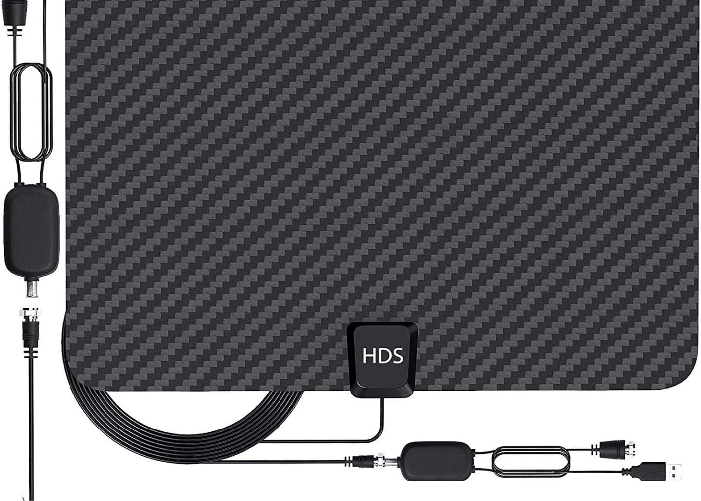 [Latest 2020] HDTV Digital Antenna 4K 1080p - 120 Mile Range, UHF & VHF Reception, ICPCB Chip, Signal Booster Amplifier, Professional Carbon Fiber Indoor TV Antenna