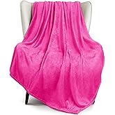 Exclusivo Mezcla Fleece Throw XL Blanket for Couch, Sofa, Super Soft and Warm Hot Pink Blankets, All Season, Cozy, Plush, Lightweight, 50x70 Inches