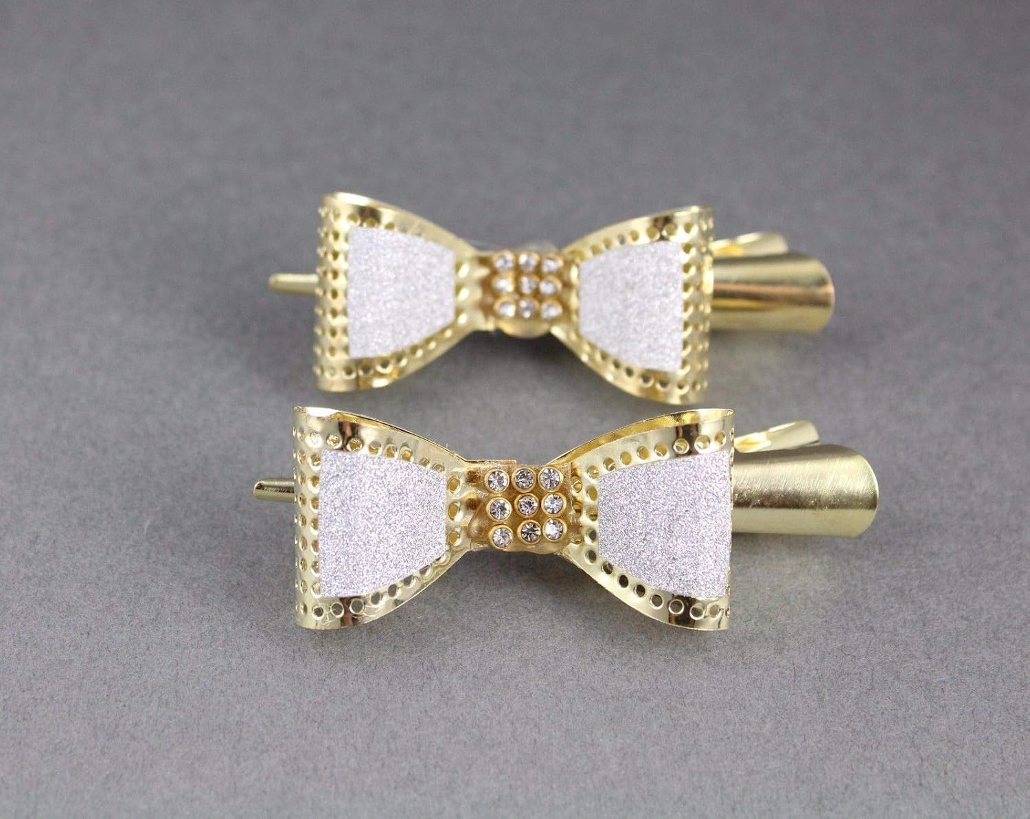 Amazon Com Gold Silver Sparkly Bow Metal Side Alligator Gator