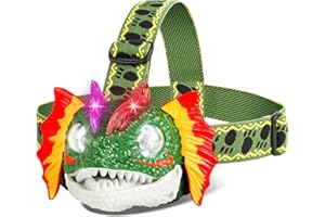 DX DA XIN Dinosaur Headlamp LED Dilophosaurus Headlamp for Kids Camping Gear Essentials Dinosaur Toy Headlighs Flashlight for Boys Girls, Gift for Birthday Halloween Christmas New Year