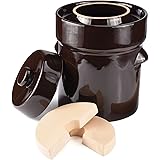 Seeutek Fermentation Crock Jar 10 Liter / 2.6 Gallon - Stoneware Pot for Fermenting, Pickling Kimchi, Pickles, Vegetables, Ko