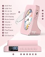 GREADIO Portable CD Player Bluetooth 5.0 Speaker System Pink view 8