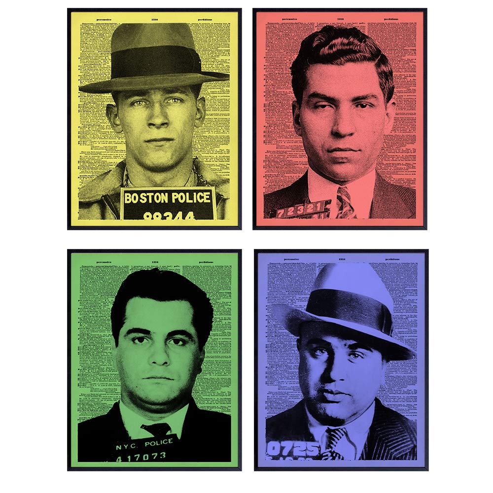 Mafia Gangster Mob Pop Art Mugshot Wall Art Print Set Funny 8x10 Room