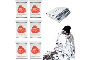 6Pack Camping Emergency Blankets, 210*160cm Mylar Thermal Blanket, Portable First Aid Foil Blanket, Heavy Duty Survival Rescu
