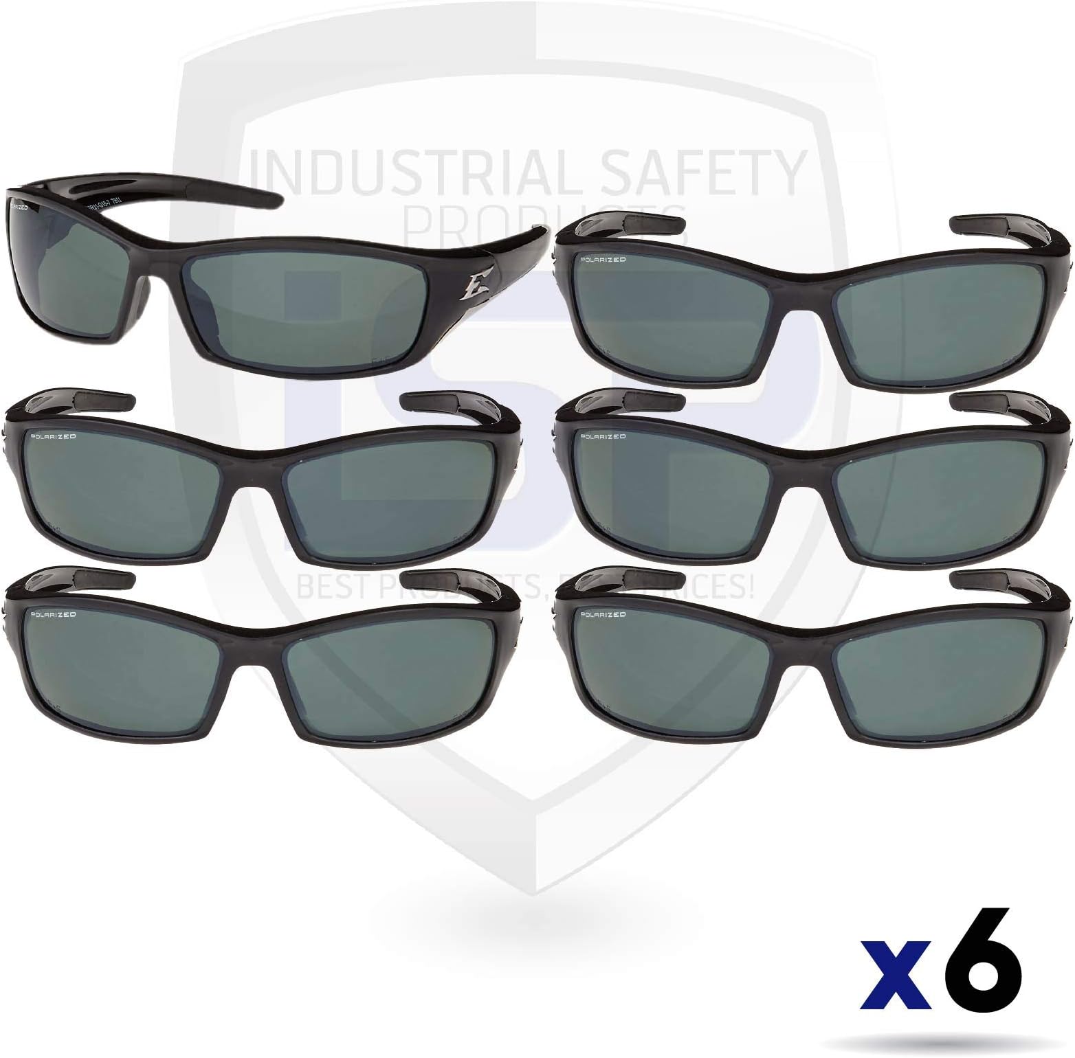Edge Eyewear TSR21-G15-7 Reclus Safety Glasses, Black with Polarized G and 15 Silver Mirror Lens (6 pack)