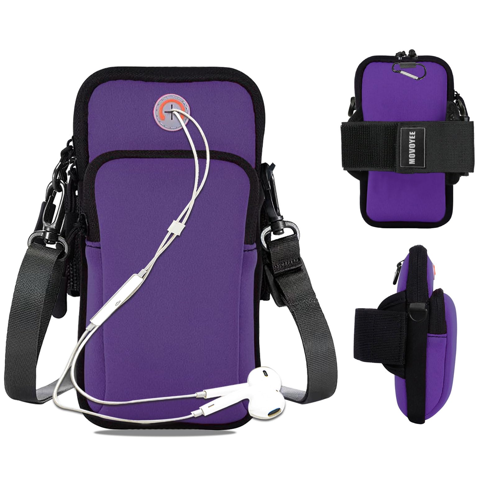MOVOYEE Phone Holder for Running Armband,Cell Phone Crossbody Bags for Women Kids,iPhone 11 12 13 14 15 16e 16 17 Pro Max Xs Xr X Plus Mini Galaxy Ultra S26 S24 Note Key Pouch Workout Sports Arm Band