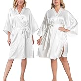 ALHAVONE Satin Robe for Women Short Split Silky Robe Lightweight Kimono Bride Bridesmaid Robes Bathrobe Sleepwear for Party