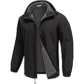 COOFANDY Men's Hooded Softshell Jacket Waterproof Fleece Lined Windbreaker Lightweight Outdoor Hiking Jacket
