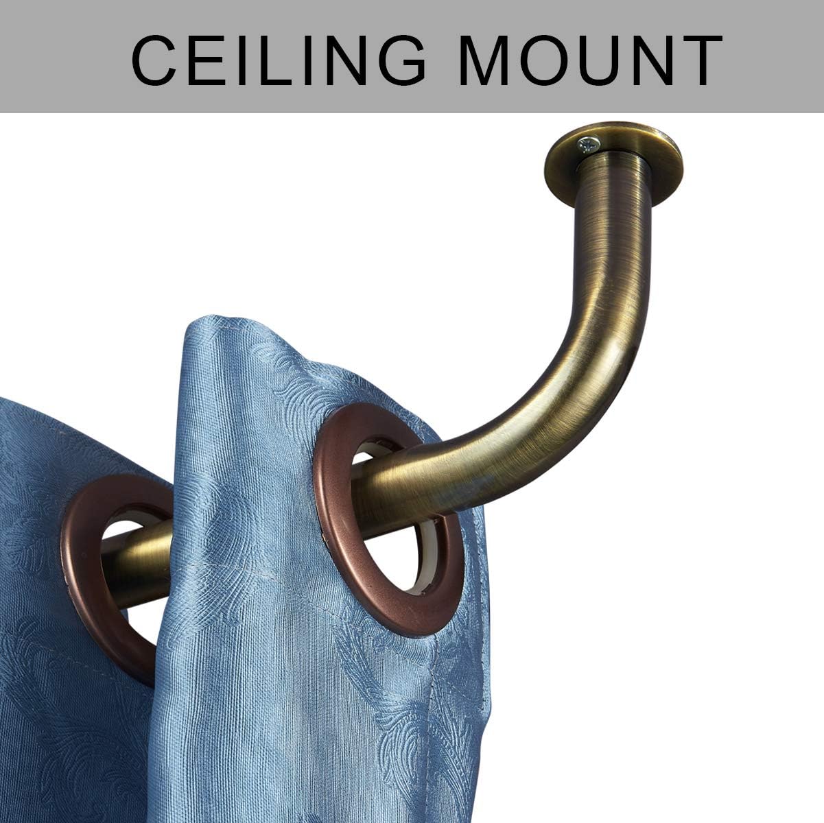 Room Darkening Curtain Rod, Wrap Around Design, Extra-Thick 1-Inch Diameter Single Drapery Rod, Extendable Metal Rod Set of Window Treatment (28-48", Antique Bronze): Home Improvement