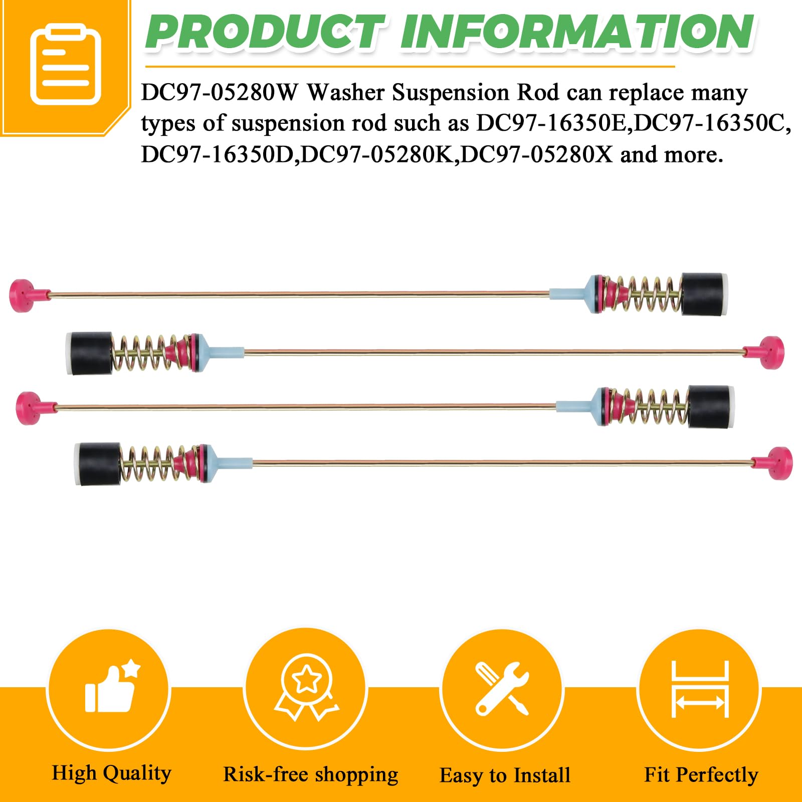 WA50R5200AW/US WA50R5400AV/US WA45N3050AW/A4 WA45T3200AW/A4 WA5451ANW/XAA DC97-05280W Washer Suspension Rods Fit for Samsung Suspension Rods wa45h7200aw/a2 wa456drhdsu/aa wa45h7000aw/02 by Techecook