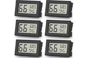 Vaikby 6-Pack Mini Digital Thermometer Hygrometer, Indoor Humidity Monitor, Temperature Humidity Gauge Meter with Fahrenheit (℉) for Humidors, Greenhouse, Garden, Cellar, Closet, Fridge