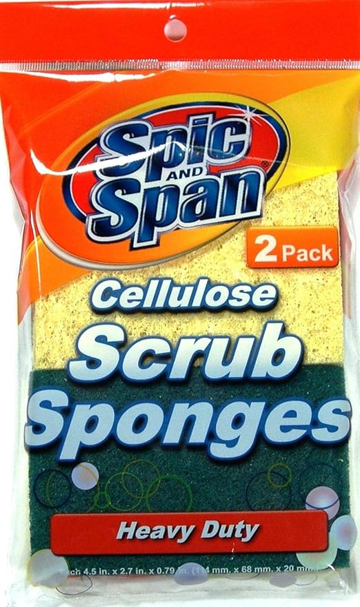 Spic n Span 2 Pack Cellulose Scrub Sponge, Full Case 72