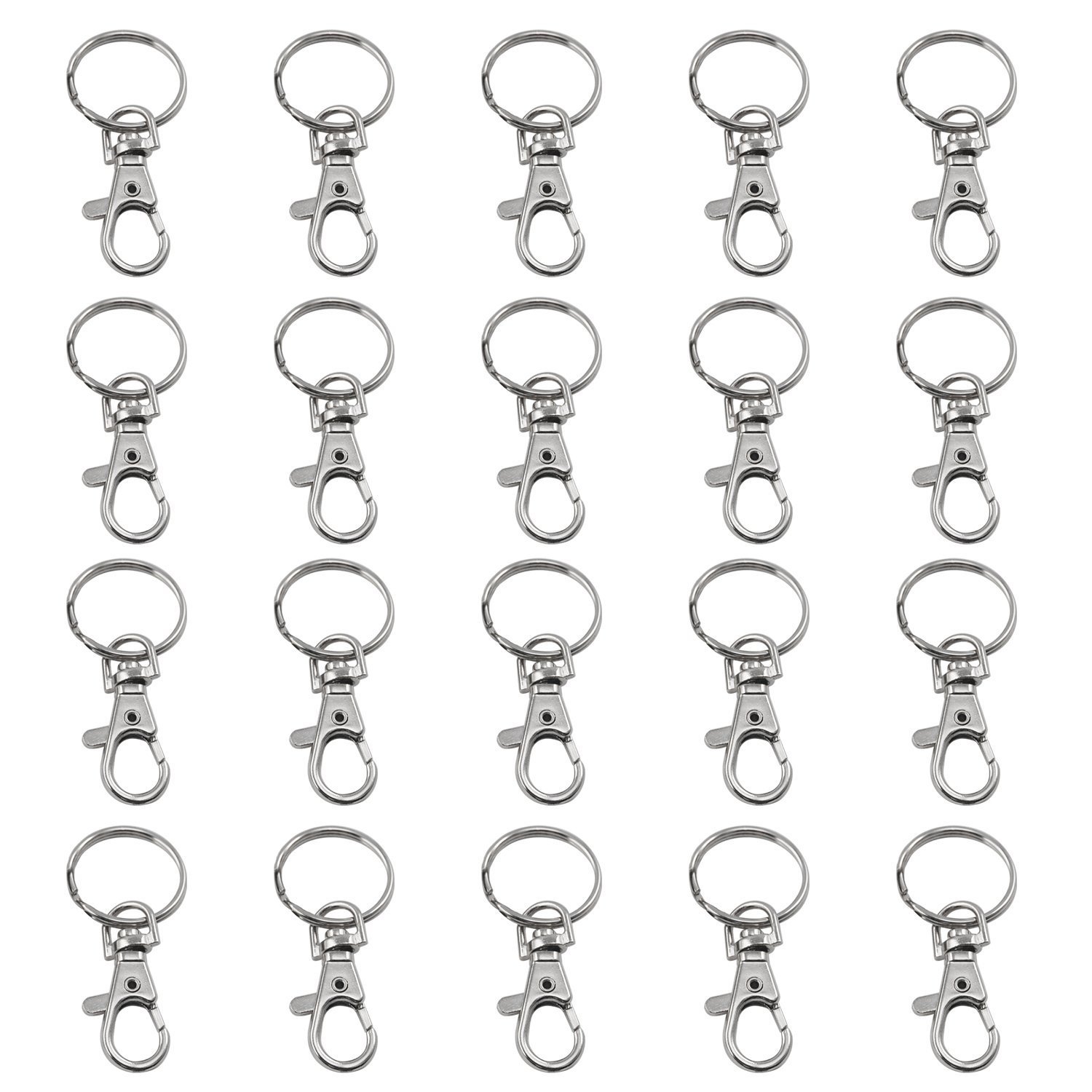 20 X Small Lobster Detachable Swivel Clasps for Key Split Ring Craft Hobby Jeweller, Keychain Making Accessory, Crafting Supplies, Silver - BY TRIXES