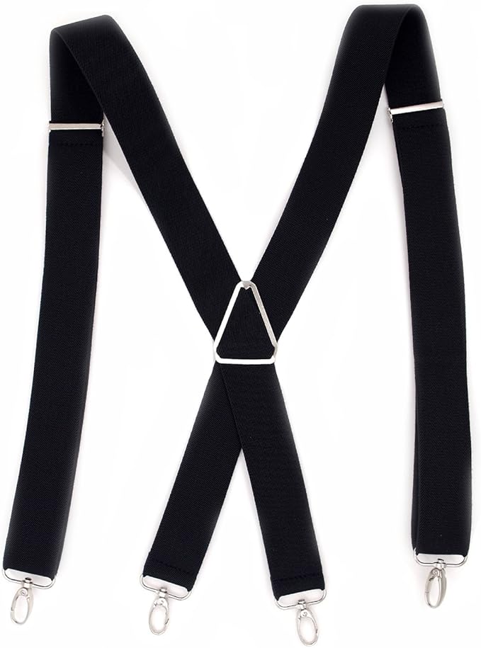 Women Mens Adjustable Elastic Solid Suspenders 4 Trigger Snap Tuxedo