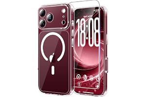 TAURI Funda para iPhone 18 Pro 6.3" con Mica - Transparente | Compatible con MagSafe, Vidrio Templado para Pantalla, Protección Lente Cámara, Antigolpes Militar Magnética Carcasa