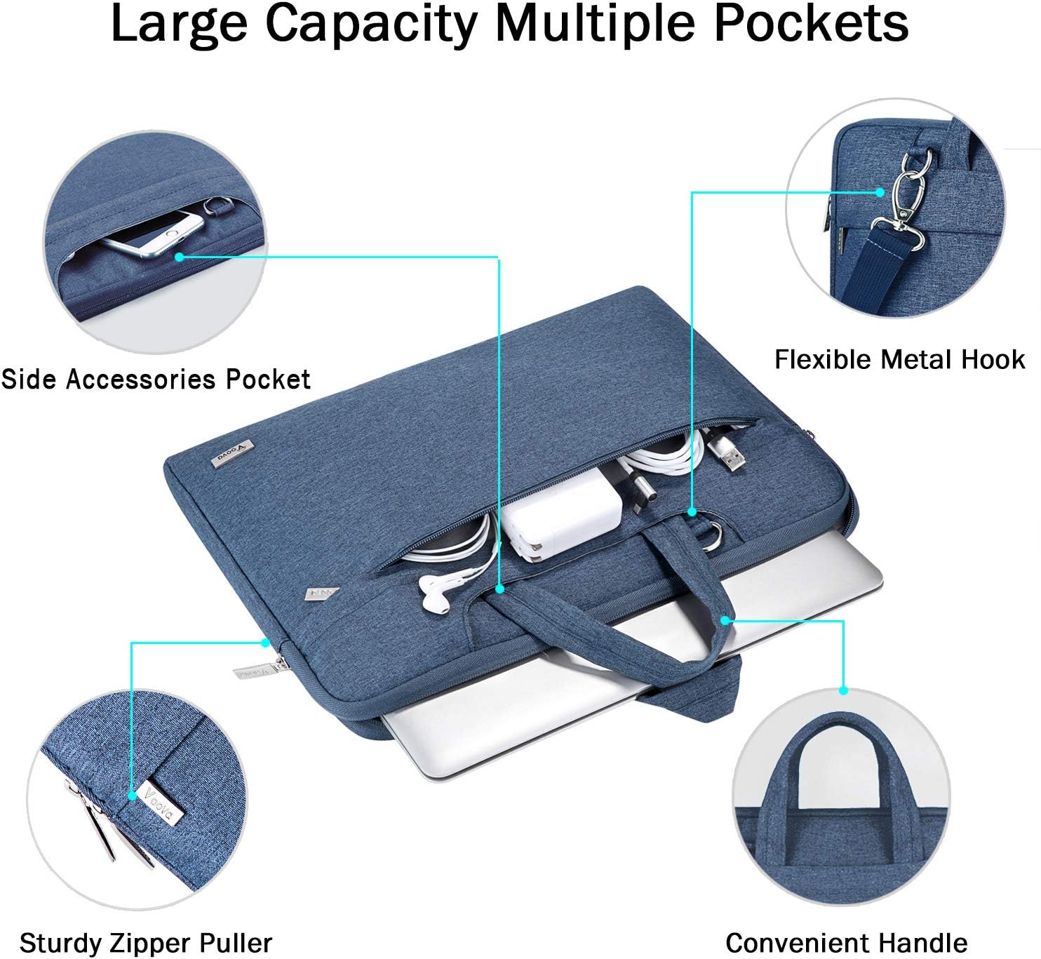 V Voova Laptop Bag Sleeve 14 15 15.6 inch with Shoulder Strap,Slim Computer Carrying Case Cover Compatible with MacBook Pro 16,HP 15.6,Dell Inspiron 15 3000,Acer Chromebook 14,2021 Asus Rog,Blue: Computers & Accessories