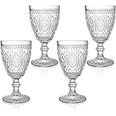 Bekith Clear Glass Goblets, Drinking Goblets Stemmed Water Glasses for Iced Tea Wine Juice Beer Cold Beverage, Goblet Glassware for Parties, 10 Ounce, Set of 4