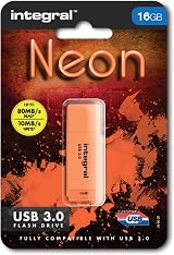 Integral INFD16GBNEONOR3.0 Neon 16GB USB 3.0 Flash Drive Orange 110MB/s view 2
