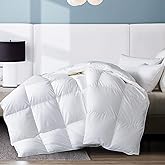 WhatsBedding King Feather Comforter, Filled with Feather and Down, White Duvet Insert - Luxurious Hotel Collection Bed Blanket Comforter - 100% Cotton Shell -King Size 102x90 Inch