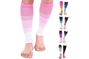 Doc Miller Compression Calf Sleeve for Men & Women, 20-30 mmHg Graduated Support, Knee High, Running, Shin Support, Calf Sleeves, Striped Design, 1 Pair