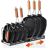 FrutPunch Pots and Pans Organizer,Rack for under Cabinet,Expandable Pot Lid Kitchen Cabinet Organizer Holder, with 10 Adjustable Partitions, Suitable for Kitchen Pan Organizers Inside Cabinet