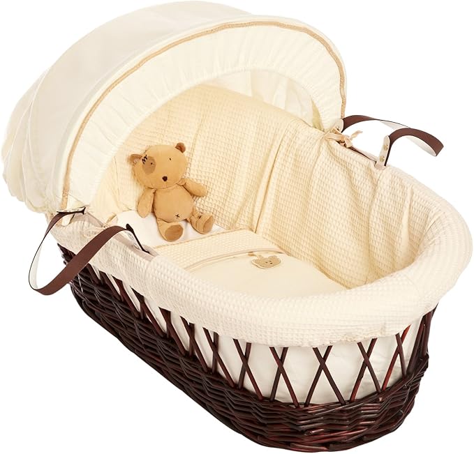 Izziwotnot Gift Cream on Dark Wicker Moses Basket Amazon.co.uk Baby