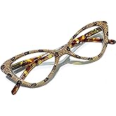 mincl Cat Eye Crystal Rhinestone Reading Glasses for Women Sparkling Eyewear Frames Female Trendy bling Diamond Reader