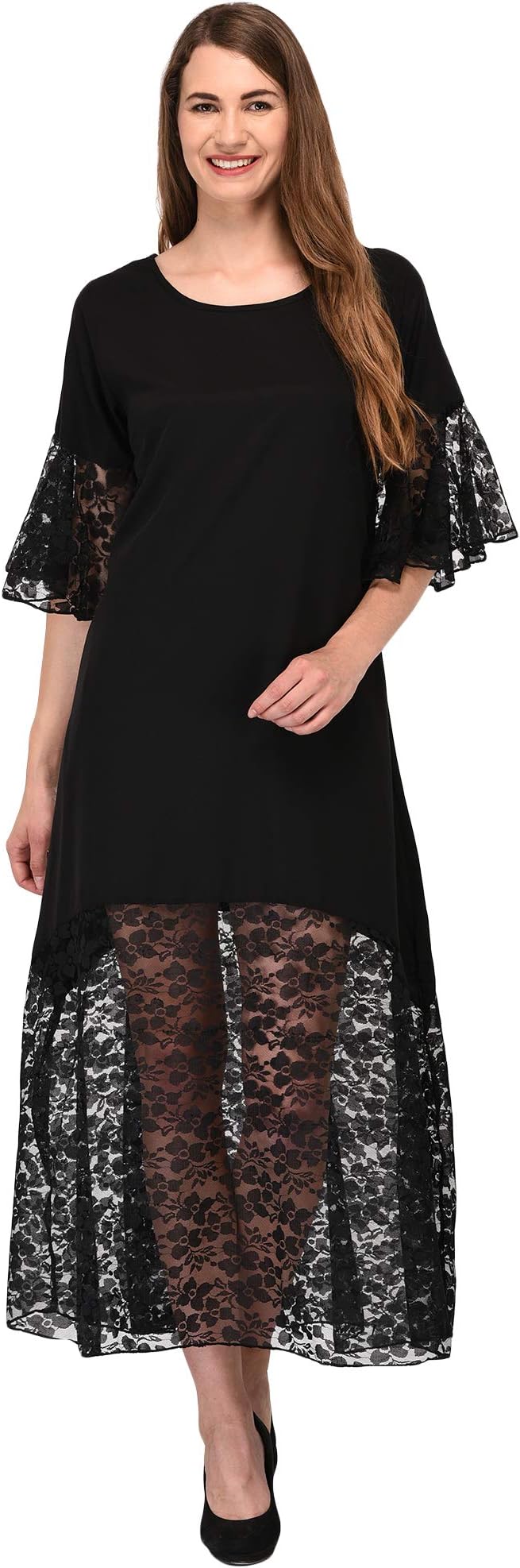 Cotton Kingdom Cotton Women with Zip Blouson Maternity Nighty/Night Dress/Night Gown in Black (Size S - 7XL)